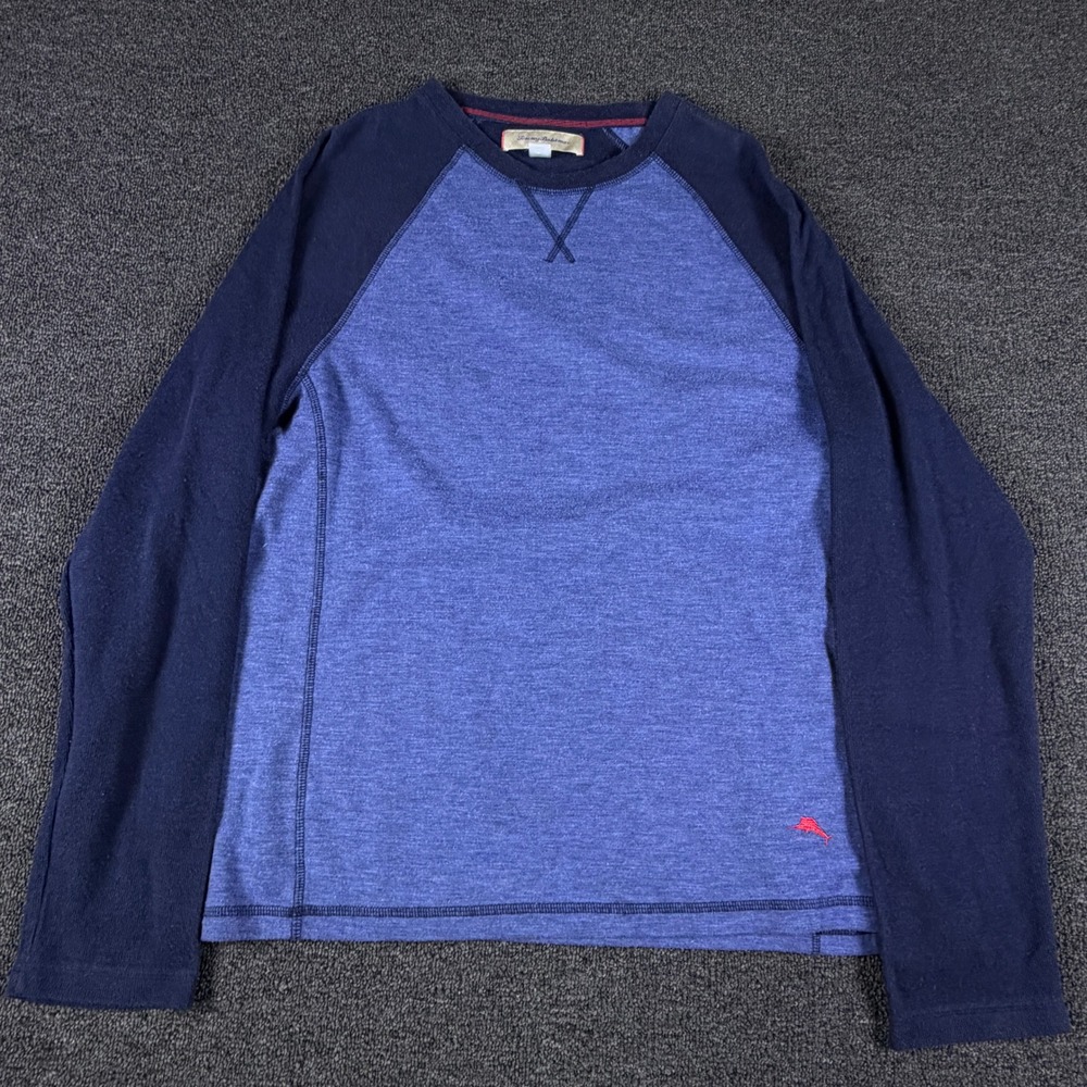 Tommy Bahama Shirt Mens Large 2291026 Blue Raglan Long Sleeve EUC